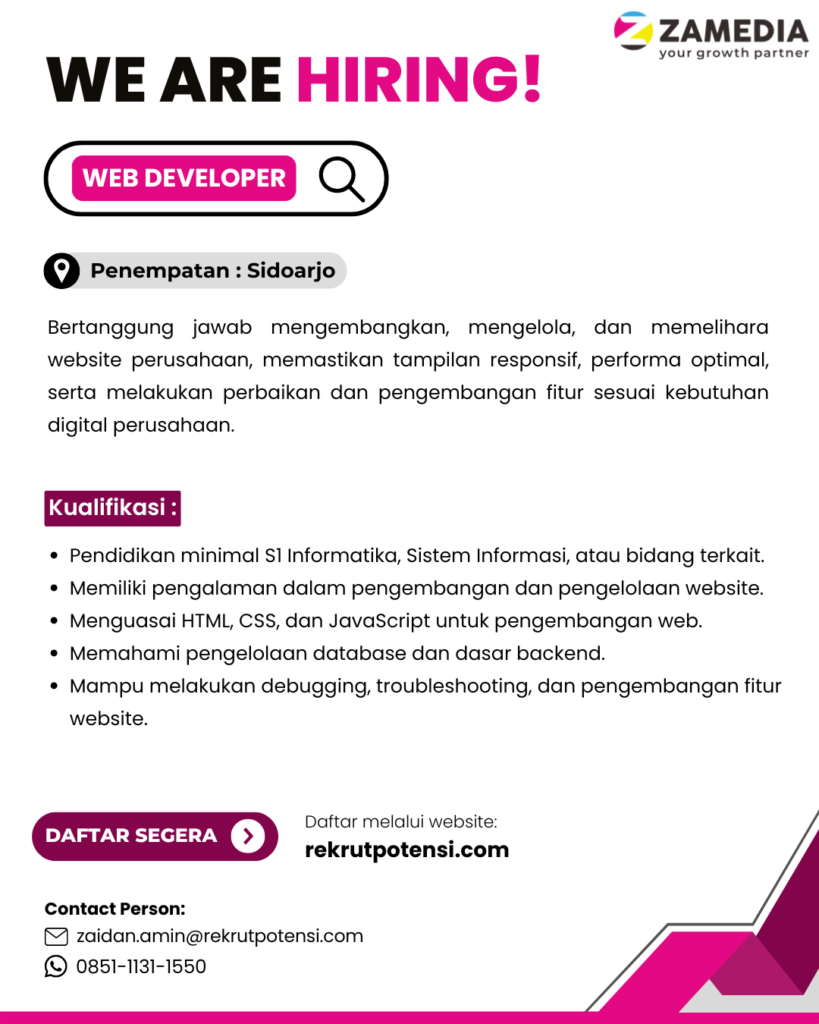 WEB DEVELOPER – Rekrutpotensi